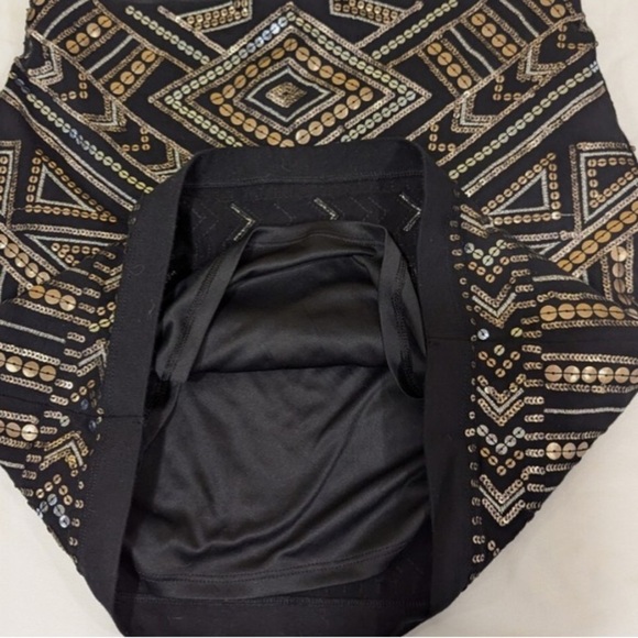 Express Art Deco 20s Style Black, Silver Gold Sequin Mini Skirt Sz S Women - Picture 8 of 9